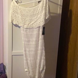 Off the shoulder white lace dress